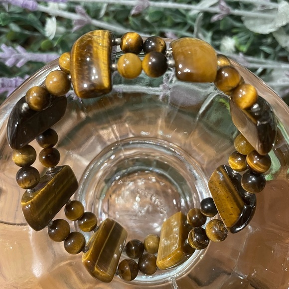 Genuine Tiger's Eye Doble Strand stone Bracelet - Picture 7 of 7